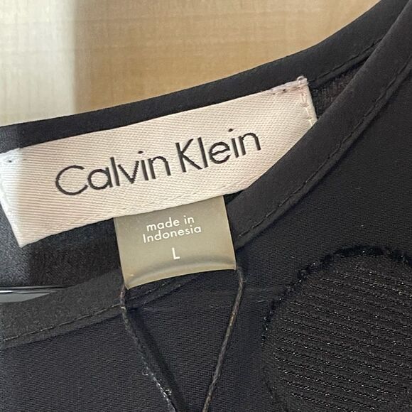 Calvin‎ Klein new black long sleeve see through sleeve, top blouse, size large - Picture 5 of 14